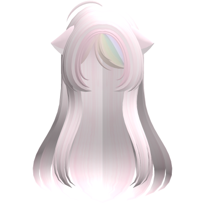 kawaii long straight kitty hair pink rainbow