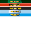 group for green, gold and red ninja