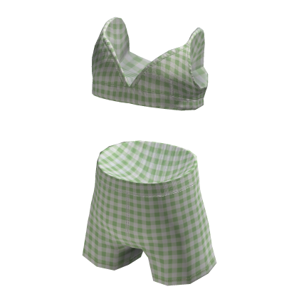 Cottagecore Gingham White & Green Top Short Set thumbnail