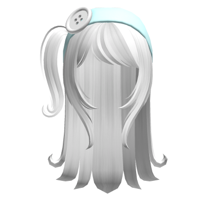 🍀Swirly Hair w Headband(White&Blue) Roblox item