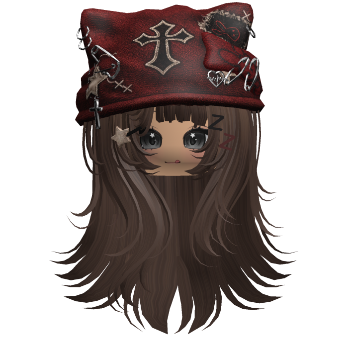 Brown Cross Beret Emo Girl Hair