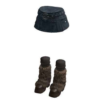 Mini Skirt with Studded Belt (Navy)