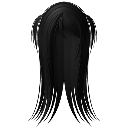 ꒰♡꒱ cute emo long straight hair w pigtails black