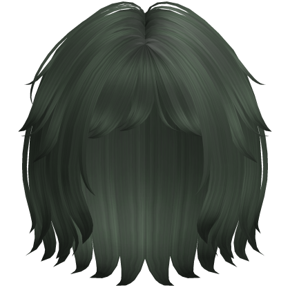 Soft Messy Bob w/ Curtain Bangs (Dark Green)