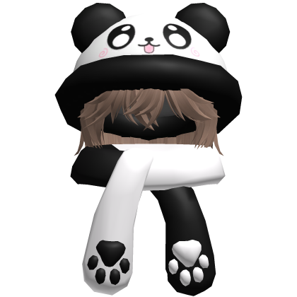 Cute Panda Hat + Scarf Boy Hair Milktea Roblox item