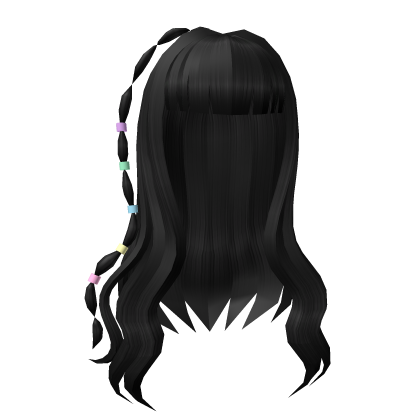 Y2K Long Pastel Beaded Hair in Black Roblox item