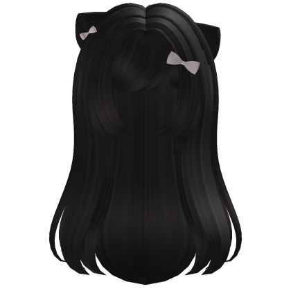 ‿੭ ♡ cute flowy long cat hair in dark brown ⸝⸝ Roblox item
