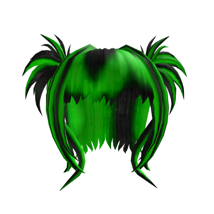 Black and Green Scene Spiky Pigtails Hair Roblox item