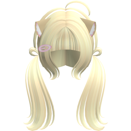 Cute Kitty Pigtails w/ Ears And Clip (LightBlonde)