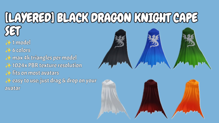 [Layered] Black dragon knight cape set preview 1