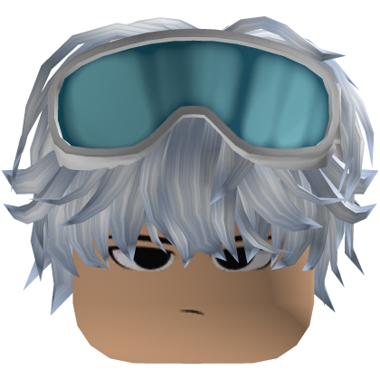 Blue Messy Boy hair w Goggles Roblox item