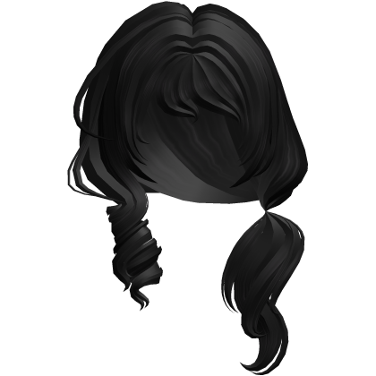 Soft Swirly Curled Side Ponytail (Black)