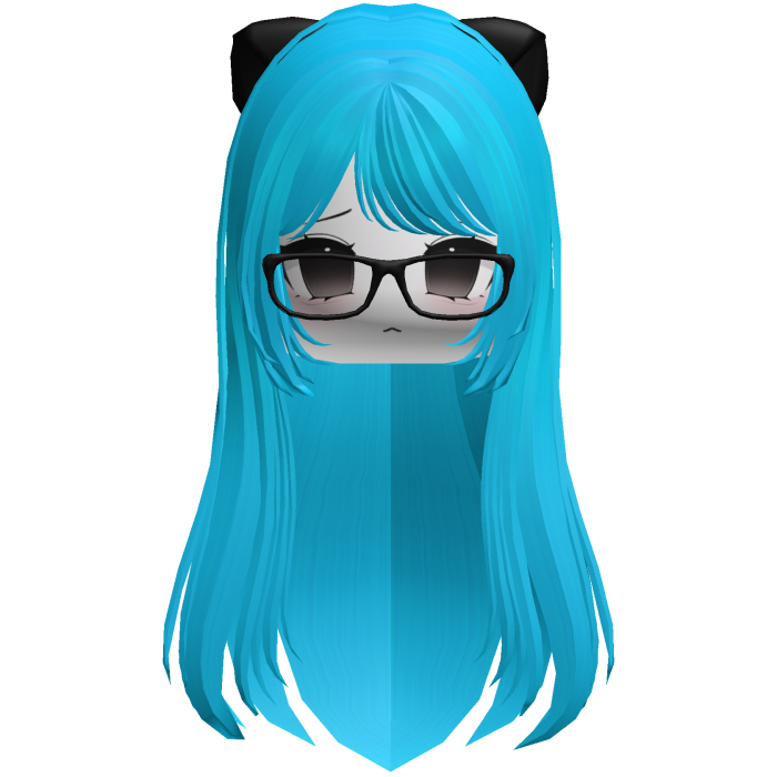 Cute anime blue hair moe face glasses