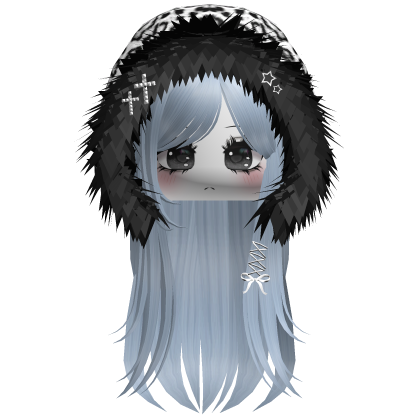 White Snow Leopard Hood Girl Sky Blue