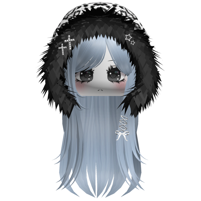 White Snow Leopard Hood Girl Sky Blue