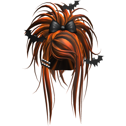 Gothic Bat Spiky Updo W/ Bow In Black & Orange Roblox item