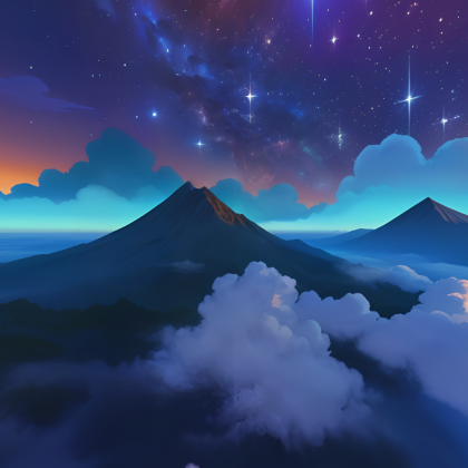 Mountainous Cloudy Night Sky