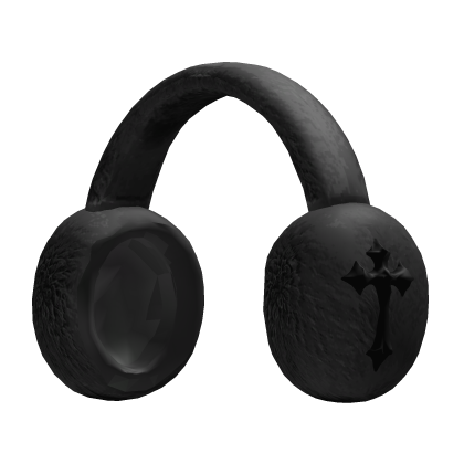 Black Fluffy Headphones Y2K Roblox item