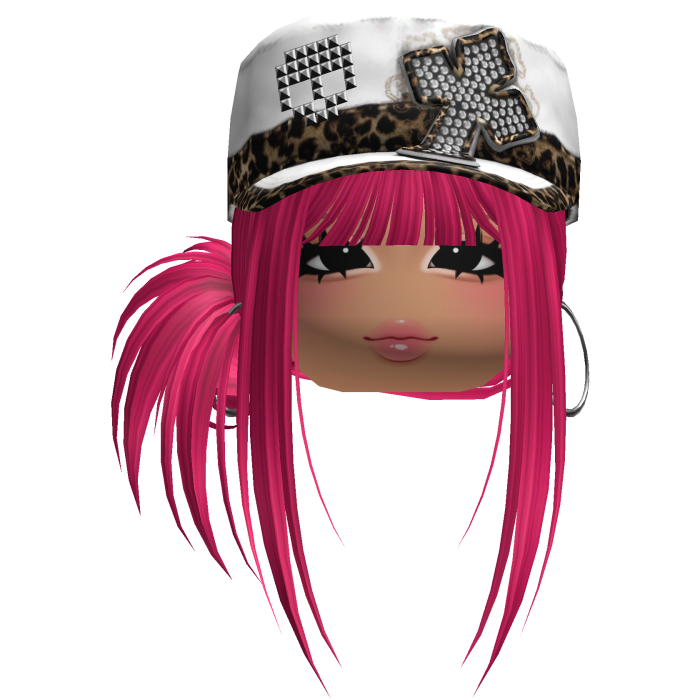 Gyaru Side Bun Hair w/ Cheetah Cap & Earrings