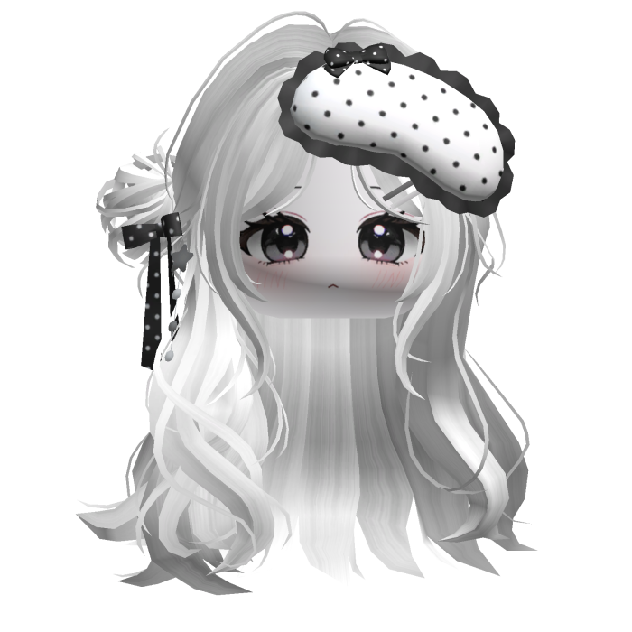 🍀Half Bun w Sleep Mask(Polka Dot White)