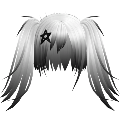 White Fade Scene Vkei Long Pigtails w/ Star Clip Roblox item