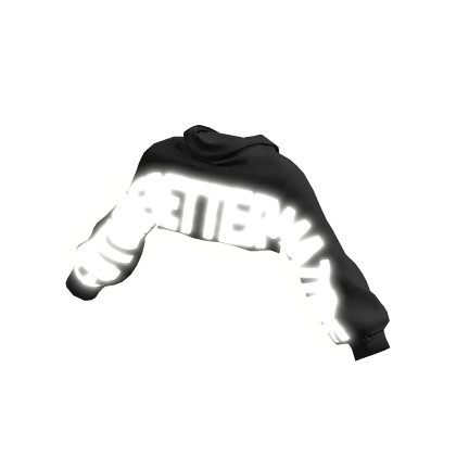 Black Cropped Oversized Hoodie/White Glow[2AM]