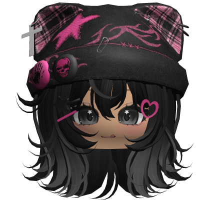Black Streetwear Y2K Beanie Girl Hair