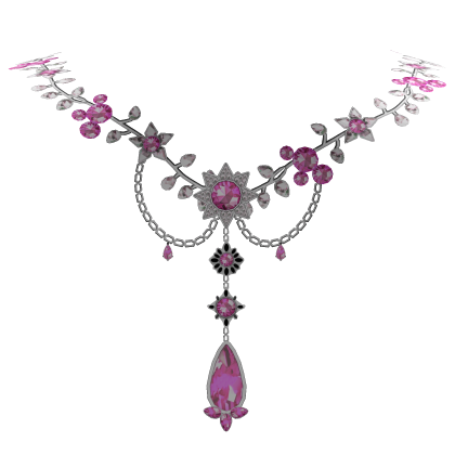Pink & Silver Royal Floral Gem Necklace Roblox item