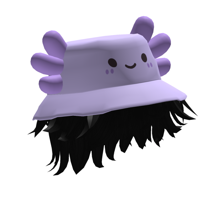 Purple Axolotl Bucket Hat w/ Messy Hair (Black)