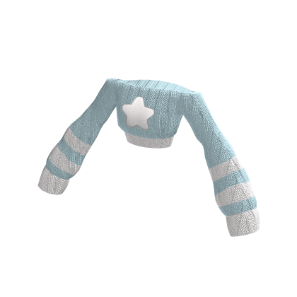 Oversized Knitted Cropped Sweater | Blue White✔️ thumbnail