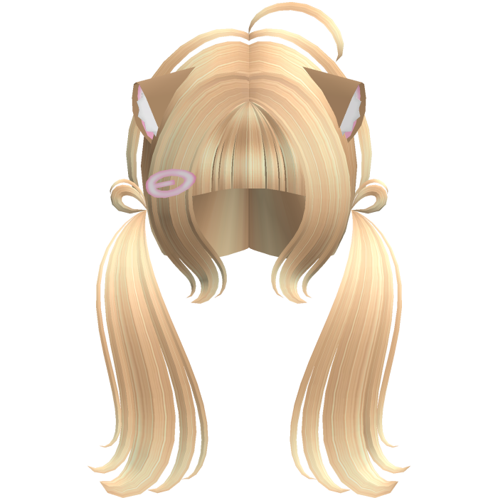 Cute Kitty Pigtails w/ Ears And Clip (Blonde)