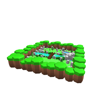 Grassy plain with river and rocks