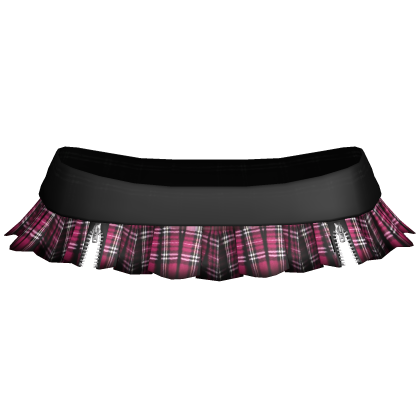 pink & black plaid low rise zip up skirt