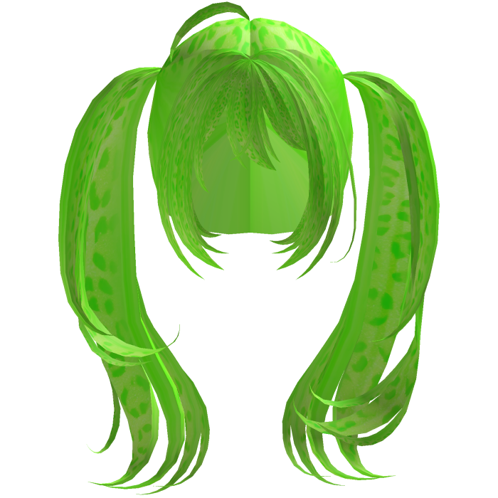 Neon green Big long anime tails egirl cute kawaii