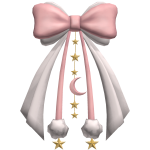 Cute Preppy Bow Moon Charm Ribbon Hair Pink Pastel