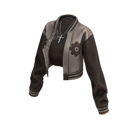 Cropped Bomber Jacket (Beige Brown)