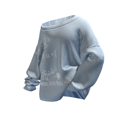 Posed Off-Shoulder Oversized Sweater (pastel blue) thumbnail
