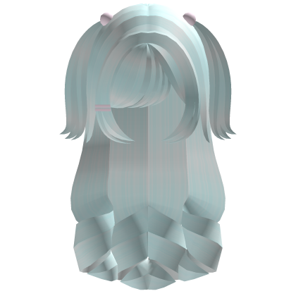 ♡ cyan long tuft cute kawai curly hair Roblox item