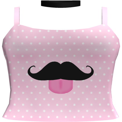 ♡ pink pastel goth polka dot bleh mustache top