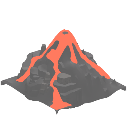 Low Poly Lava Magma Volcano Mountain RP Tree Grass