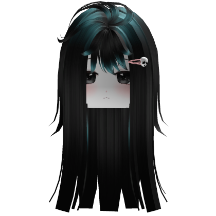 Dark Teal Cute Girl Hair With Face