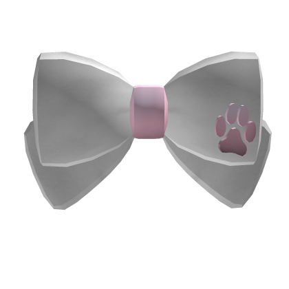 kawaii pink and white paw print hair bow 