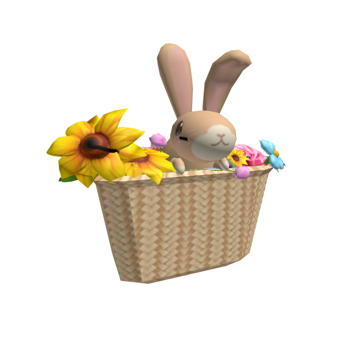 Easter Bunny in Basket of Flowers