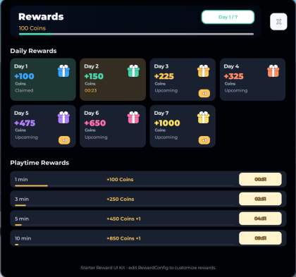 Daily and Playtime Reward System preview 3