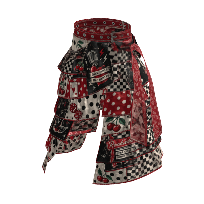 Red Y2K Cherry Rockabilly Layered Pants [PBR]