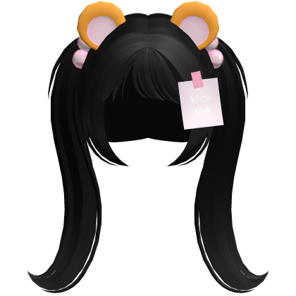 black kawaii tween hamster silly pigtails