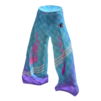💜 Cyberpunk Plaid Flame Baggy Pants_Blue thumbnail