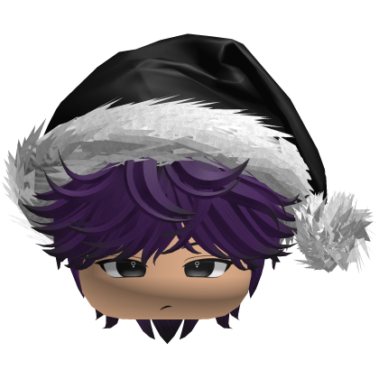 Messy Fluffy Black and Purple Hair a Santa Hat Y2k Roblox item