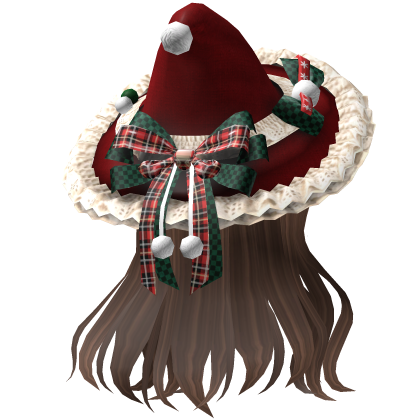 Beautiful Christmas hat hairstyle (Brown-red) Roblox item