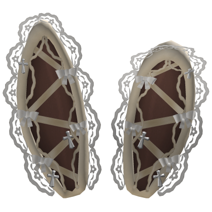 🎀 Gothic Cross Lace Bunny Ears Bows Brown Beige